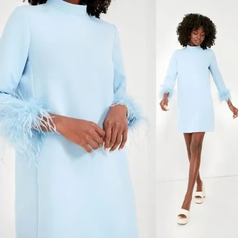TUCKERNUCK Light Blue Feather Mod Ellie Dress. Medium